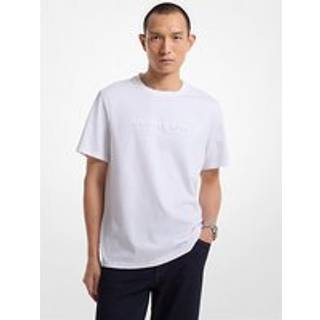 MK Logo Embossed Cotton T-Shirt - White - Michael Kors - XL