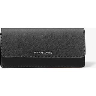MK Jet Set Large Saffiano Leather Snap-Front Wallet - Black - Michael Kors - ONE SIZE
