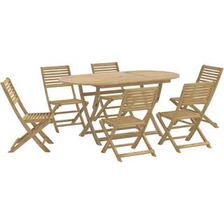 Spisebordssæt Til Haven 9 Dele Massivt Akacietræ - 6 / Oval / Uden armlæn