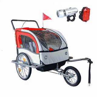 Løbevogn/cykeltrailer til børn, med støddæmper og 2 sæder - rød