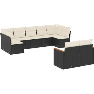 sofasæt til haven 9 dele med hynder polyrattan sort