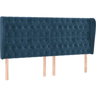 Sengegavl Med Kanter Fløjl - Mørkeblå / 183 x 23 x 118/128 cm