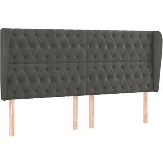 sengegavl med kanter 183x23x118/128 cm fløjl mørkegrå