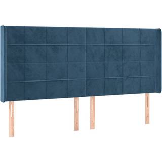 Sengegavl Med Kanter Fløjl - Mørkeblå / 163 x 16 x 118/128 cm