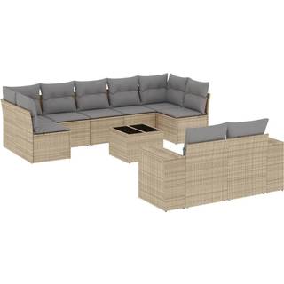 Sofasæt Til Haven 10 Dele Med Hynder Polyrattan - beige og grå / Uden bord