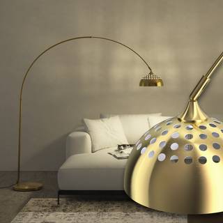 Gulvlampe Arcus, stål, retro-stil, 60W - guld