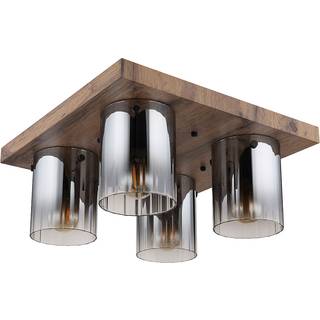 Loftlampe Underwood, længde 41 cm, brun/røggrå, MDF