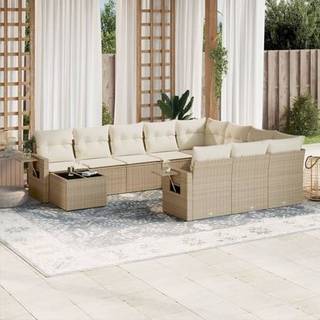 sofasæt til haven 11 dele med hynder polyrattan beige