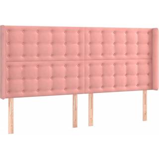 Sengegavl Med Kanter Fløjl - Lyserød / 183 x 16 x 118/128 cm