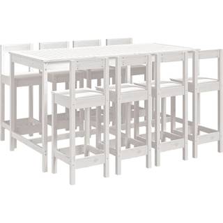 Barsæt Til Haven 9 Dele Massivt Fyrretræ - Hvid