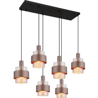Milley hængelampe, længde 96 cm, bronzefarvet, 6 lyskilder, metal