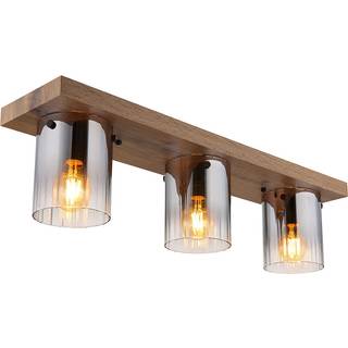 Loftlampe Underwood, længde 71 cm, brun/røggrå, MDF