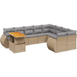 Sofasæt Til Haven 10 Dele Med Hynder Polyrattan - beige og grå / bord 5x midterdel 4x hjørnedel