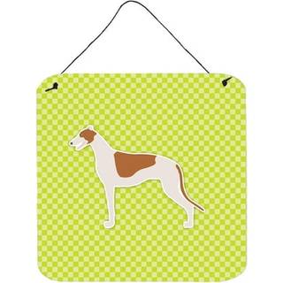 """" Caroline's Treasures Greyhound Checkerboard Green Wall eller Door Hanging Prints BB3805DS66 6 """" """" X 6 """" ""Multicolor"" ""