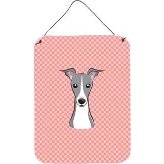 """" Caroline's Treasures Checkerboard Pink Italian Greyhound Wall eller Door Hanging Prints 16 """" """" X 12 """" """" """"