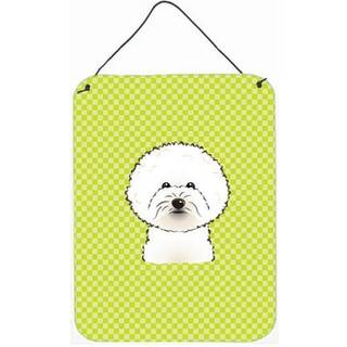 """" Caroline's Treasures Checkerboard Lime Green Bichon Frize Wall eller Door Hanging Prints 16 """" """" X 12 """" """" """"