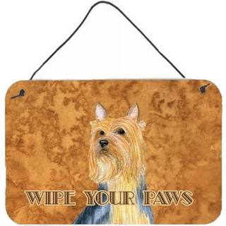 """" Caroline's Treasures Silky Terrier tørrer dine poter aluminiumsmetalvæg eller dør hængende tryk 8 x 12 """" """" """"