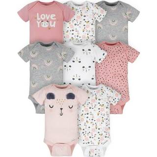 Gerber Baby Girl's 8-Pack Short Sleeveve Onesies Bodysuits Bear Pink 6-9 måneder