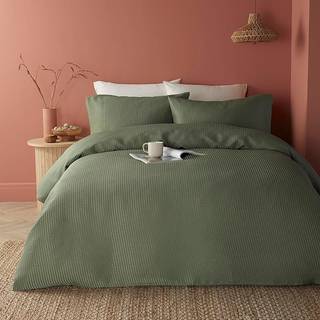 Serene Serene Dark Green Lindly Textured Duvet Cover Set