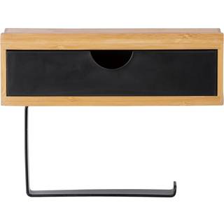 Wenko Bambusa toiletrulleholder med hylde, bambus med sort finish
