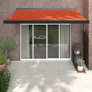 Foldemarkise Stof Og Aluminium Gul Og Hvid - Orange og brun (sort ramme) / 3.5 x 2.5 m