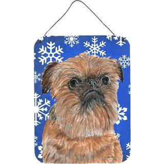 """" Caroline's Treasures SC9600DS1216 Bruxelles Griffon Blue Snowflake Winter Wall eller Door Hanging Prints 16 """" """" X 12 """" """" """"