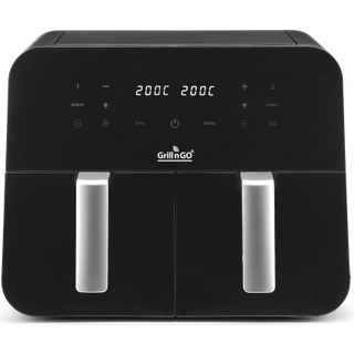 Airfryer 9 liter - GrillnGO Malaga airfryer DUAL - Med vinduer & to skuffer