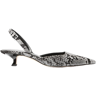 MK Luna Snake Embossed Leather Slingback Kitten Pump - Grey - Michael Kors - EU 36.5