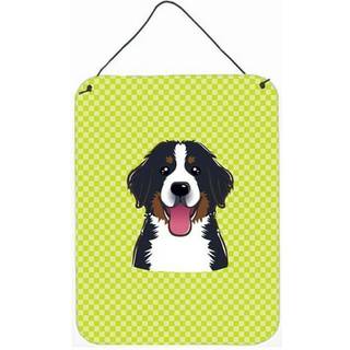 """" Caroline's Treasures Checkerboard Lime Green Bernese Mountain Dog Wall eller Door Hanging Prints 16 """" """" X 12 """" """" """"