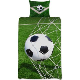Fodbold sengetøj - 140x200 cm - Dynebetræk med 2 i 1 design - 100% bomulds sengesæt