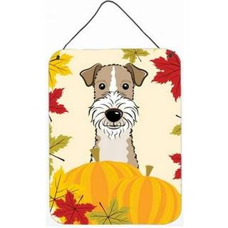 """" Caroline's Treasures Wire Haired Fox Terrier Thanksgiving Wall eller Door Hanging Prints BB2053DS1216 16HX12W Multicolor """"
