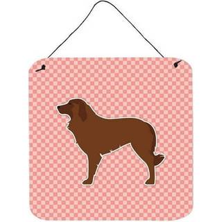 """" Caroline's Treasures Portuguese Sheepdog Dog Checkerboard Pink Wall eller Door Hanging Prints BB3631DS66 6 """" ""X 6"" """" ""Multicolor"" ""