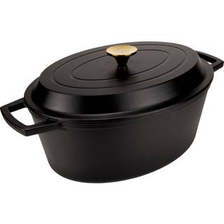 Oval Støbejernsgryde 34 cm, sort