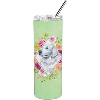 """" Caroline's Treasures Pyrenees Green Flowers Double Walled rustfrit stål 20 oz tynd rejseisoleret tumblere multicolor """"