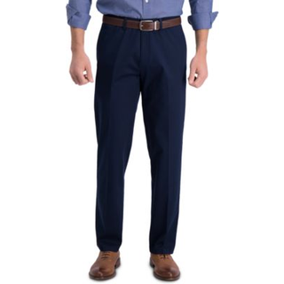 Haggar herre jernfri premium khaki lige fit flad front flex talje afslappet buks m?rk marinebl? 32 x 32