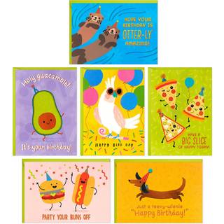 Hallmark Funny Birthday Card Sortment (24 blanke kort med konvolutter) Food Puns Dog Bird Otters