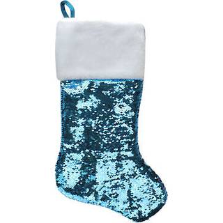 Northlight 22,75 """" Sky Blue and Silver Reversible Sequined Christmas Stocking med faux pels manchet