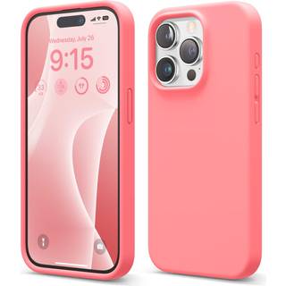 Elago kompatibel med iPhone 15 Pro Liquid Silicone Full Body Protective Case Stockfast blød mikrofiberforing Anti-scratch 6,1 tommer (lyserød)