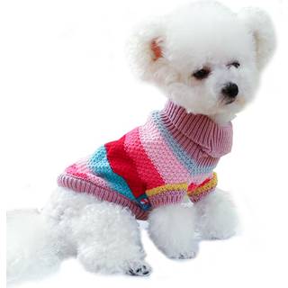 Anelekor Rainbow Puppy Sweater til lille hund Pullover Knitt Dog Sweatshirt Kabel Katstrikket Varmt k?ledyrst?j til Kitten Chihuahua Yorkie Toy P