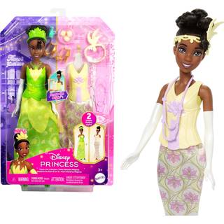 Mattel Disney Princess Toys Tiana Fashion Doll med 2 ser 9 tilbehør 2 Snap-on Bodices & 2 nederdele 2-i-1 historier inspireret af Disney-film