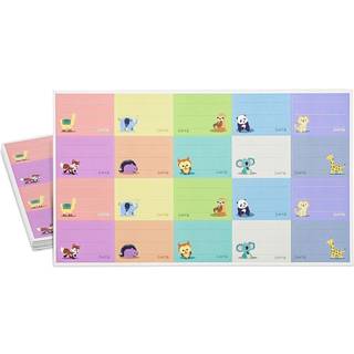 Juvale sutteflaskeetiketter til dagpleje 500-pak - Multicolor dyredesign (1,5"""" x 1"""") - Skrivbare dagplejeflaskeetiketter - vedh?ftning til flas