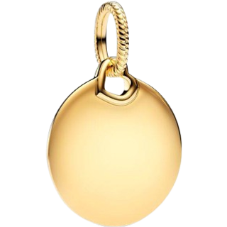 Pandora Gold Engravable Round Tag Dangle Charm