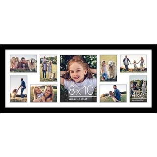 AmericanFlat 12x30 Collage -billedramme med poleret plexiglas - Passer til et 8x10 -foto og otte 4x6 fotos eller et 12x30 foto - Galleri Wall Fra