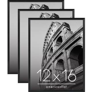 AmericanFlat 12x16 Billedramme med poleret frontcover - S?t med 3 - Slide -in fotoramme med byggelig st?bning - Fusionssamling - Billedramme til