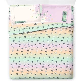 Jay Franco Minecraft Creeper Fuld størrelse ark sæt - Super Soft 4 -stykker Kids Bedding Set - Microfiber Sheets inkluderer reversible pudebetræk