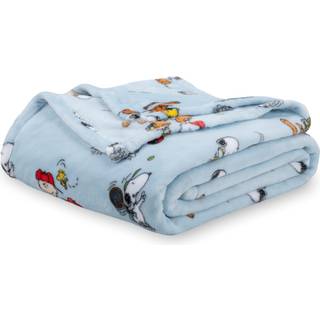 Berkshire Blanket Peanuts VelvetLoft Cute Character Snoopy Plys Blanket Snoopy Atleten Lukket i Blue King 90 x 108 in (officielt Peanuts-produkt)