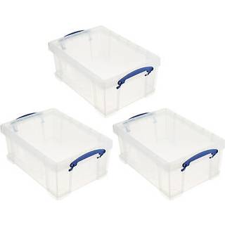 Virkelig nyttig kasse Stabelbar 9 liters plastopbevaringsbeholder med snap l?g og indbygget klipl?sh?ndtag til hjemme- og kontororganisation (3 p
