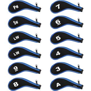 Andux -nummer Print Golf Iron Club Hoved d?kker lang hals med lynl?s 12stk/s?t sort/bl?