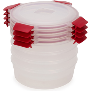 Joseph Joseph Nest Lock 8 -delt plast BPA Gratis rund madopbevaringsbeholder sæt med låsbar lufttæt lækagesikre låg - rød
