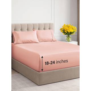 Ekstra dybe lommekongelagner - 4-delt ndbare og klende lagner - Luksussengetj til hotel - Bldt, rynkefrit og behageligt - Passer nemt til eks